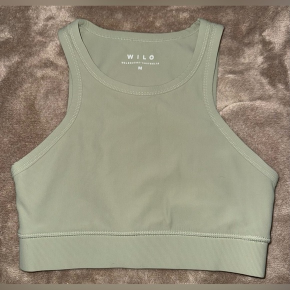 Wilo The Label Other - WILO THE LABEL High Neck Racer Back Sports Bra in Sage Green Size Medium